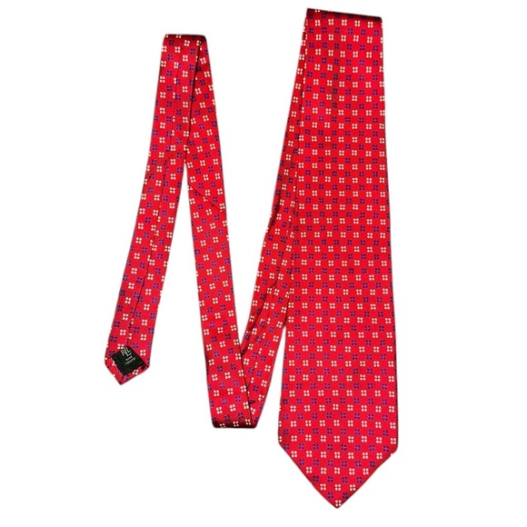 Ralph Lauren LRL Necktie Men’s 100% Silk Red Geometric Made in USA Designer Tie - Picture 3 of 4